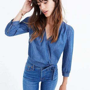 Madewell Denim Wrap Top Medium